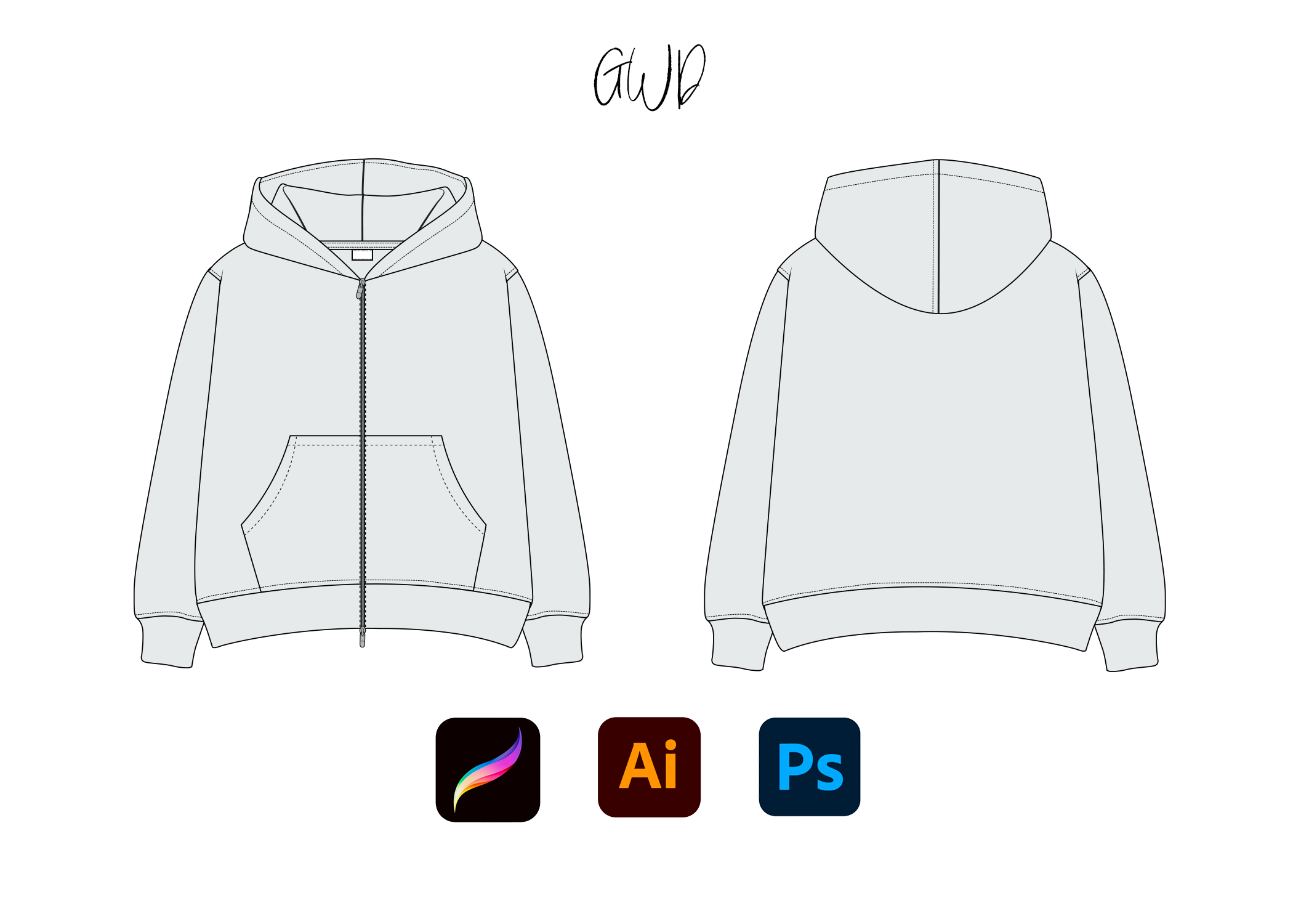 Full Zip Hoodie Mockup Template